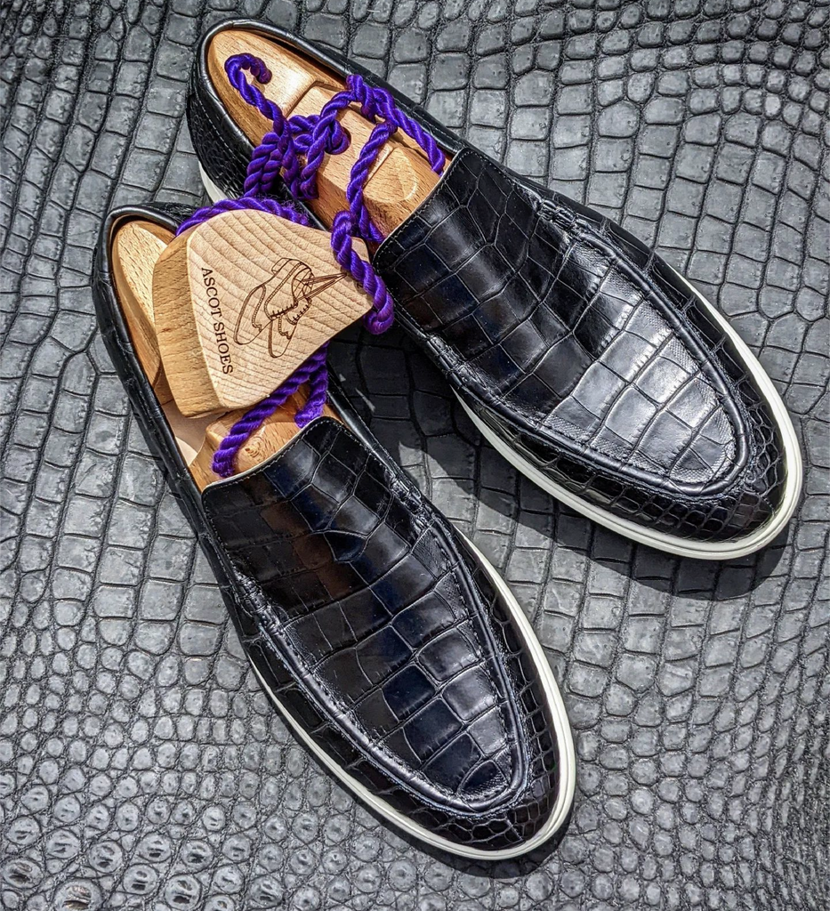 Ruben Black Crocodile Loafers - Ascot Shoes
