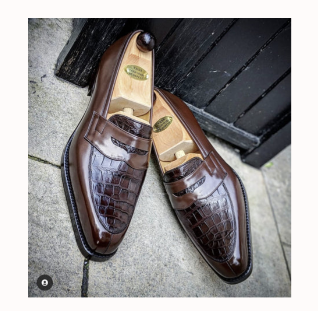 Gary Invoice. Ascot Sinatra Loafers. UK9 Brown Calf & Crocodile - Ascot Shoes