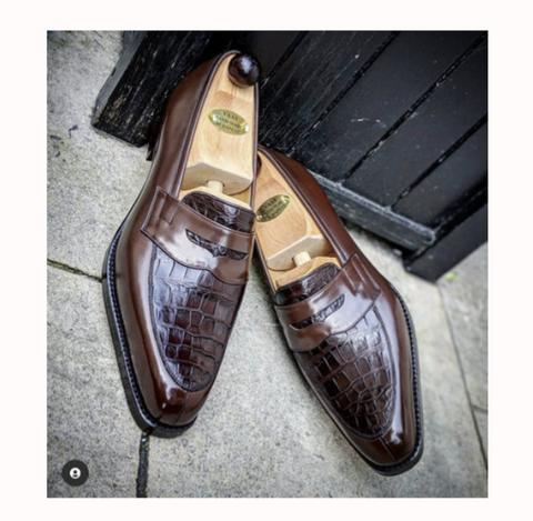 Gary Invoice. Ascot Sinatra Loafers. UK9 Brown Calf & Crocodile