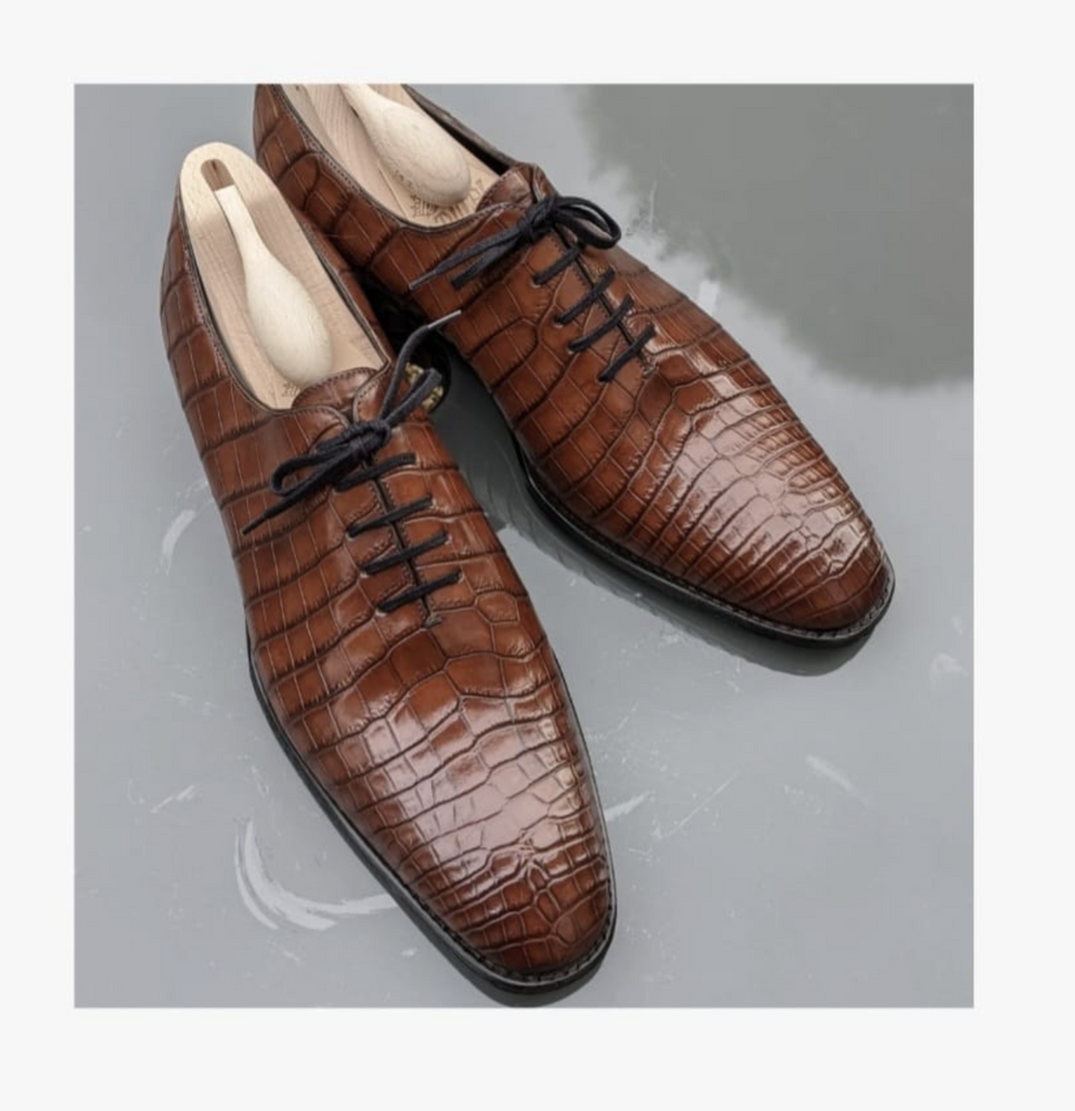 Serge Invoice: UK9 Wholecut Marron Cognac Crocodile - Ascot Shoes