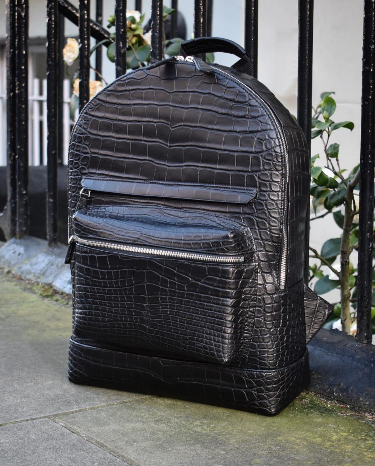 Rucksack Bag - Black Alligator - Ascot Shoes