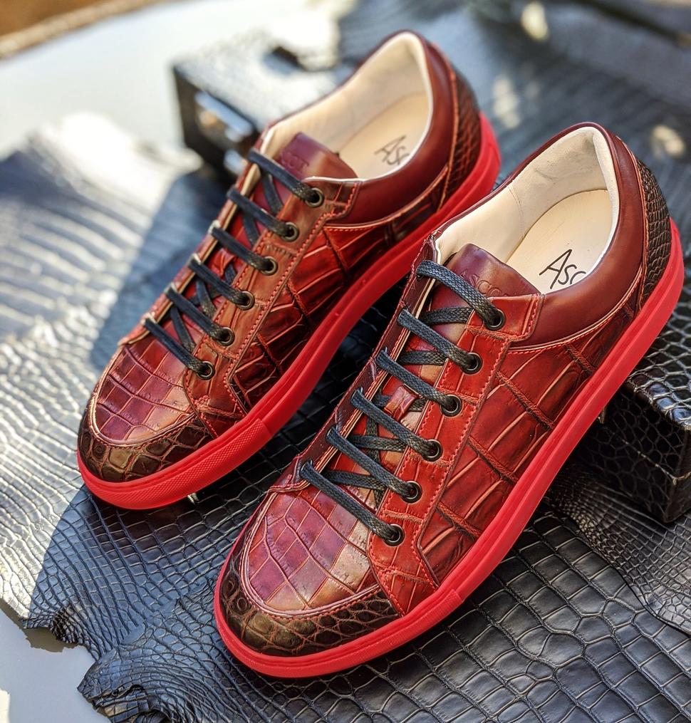 Ascot Safari Jacket - Cherry Red Crocodile – Ascot Shoes